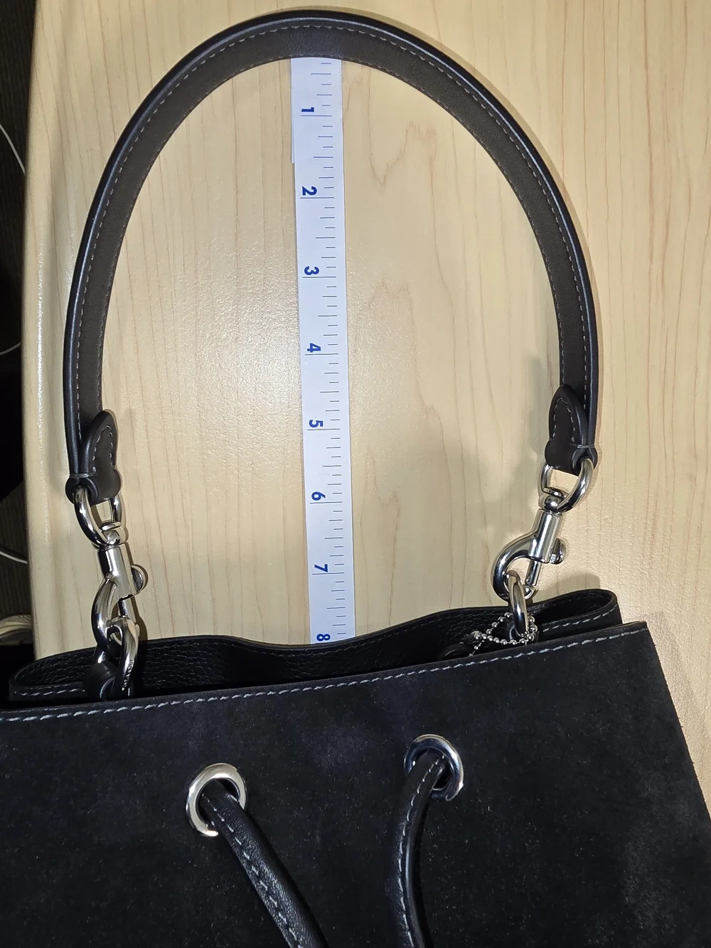 COACH CCZ89 Rowan Black Suede Drawstring Bucket Bag Crossbody Pouch Dust Bag **